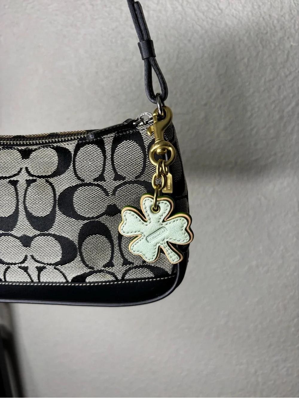 Coach Four Leaf Clover bag charm green patent leather shamrock - charm only